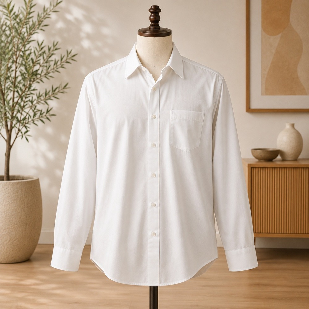 Diamante Dress Shirt Mens 16.5 32/33 White Long Sleeve Button Front Pocket
